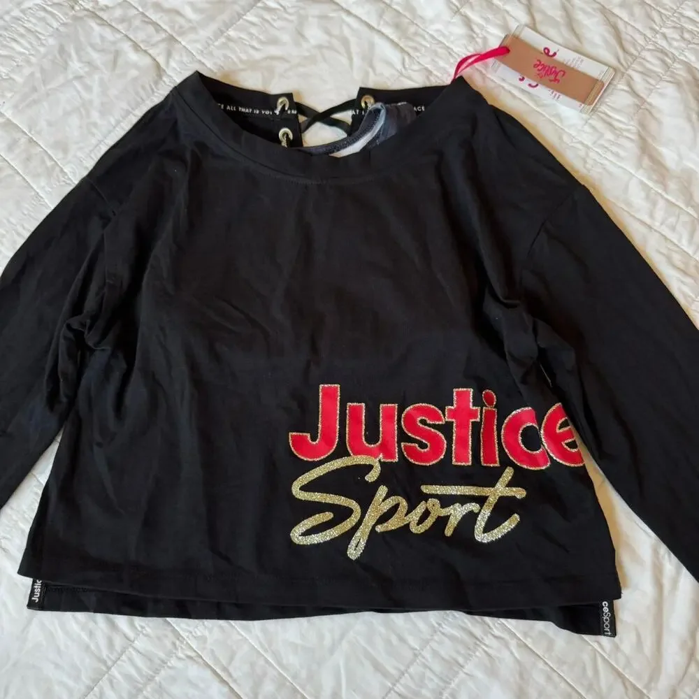Justice activewear graphic shirt and sports bra set girl size medium 7‎ 8